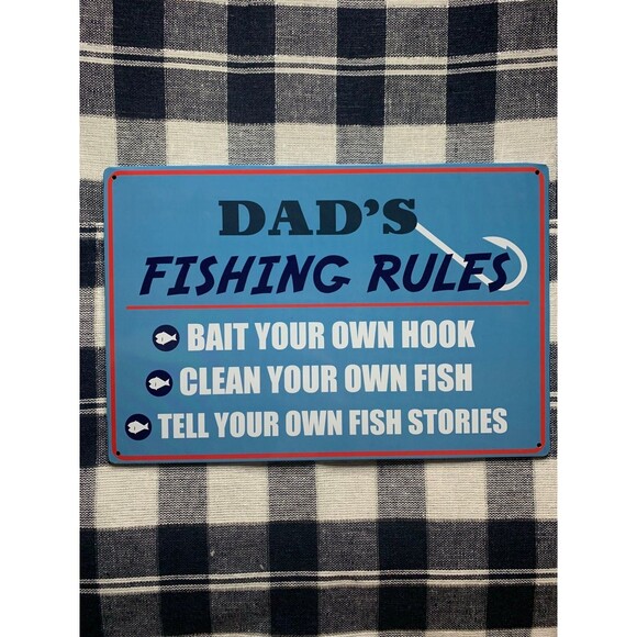 Metal Sign- Dad’s Fishing Rules - Picture 1 of 2
